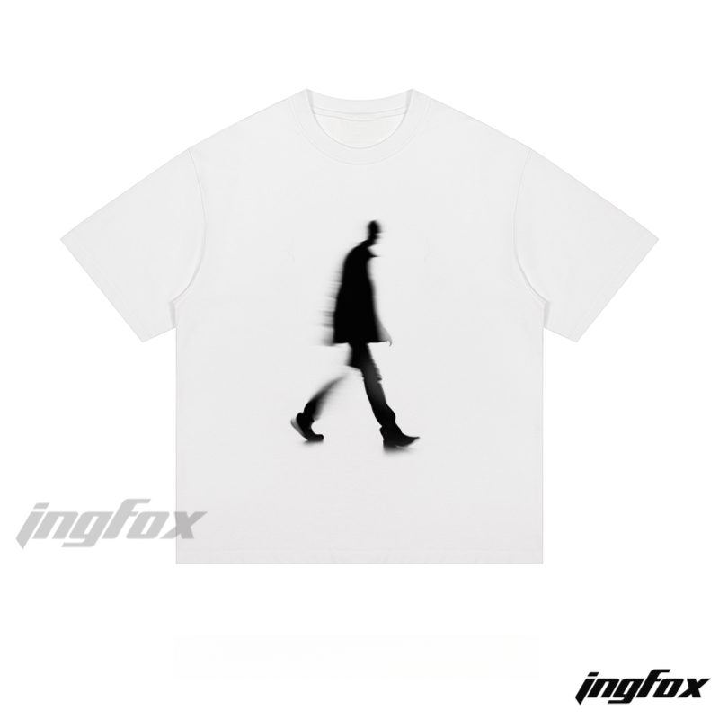 Blurred Silhouette Walk - Loose Fit Short Sleeve T - Shirt