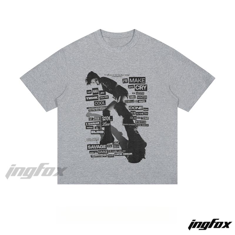 Collage Phrase & Figure - Loose Fit Short Sleeve T-Shirt