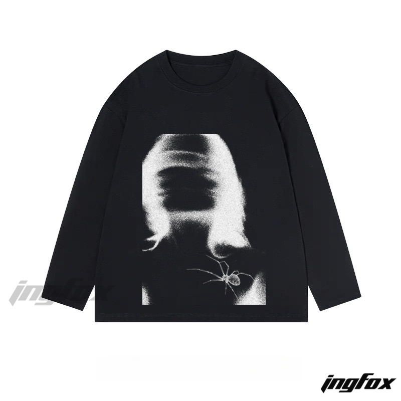 Abstract Portrait with Spider - Classic Cotton Long Sleeve Tee