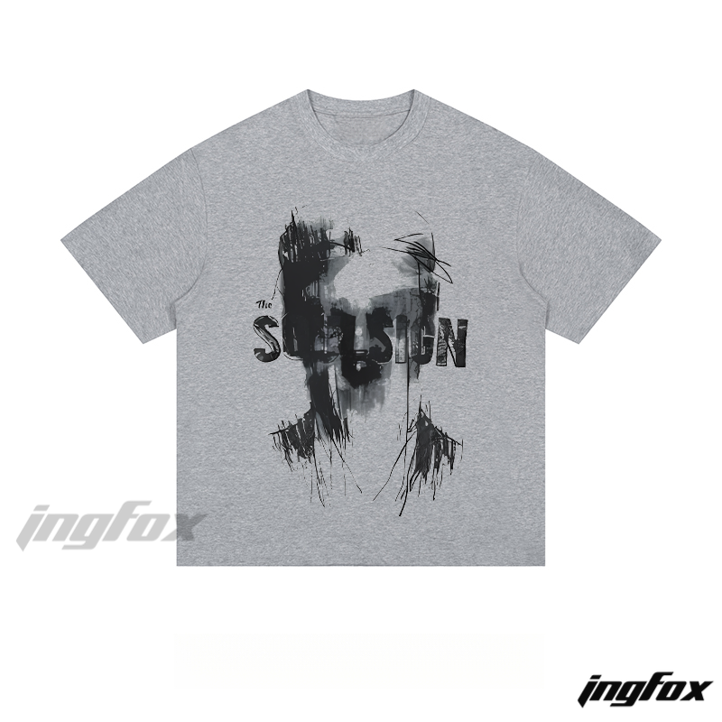 Grunge Portrait Graphic - Loose Fit Short Sleeve T - Shirt