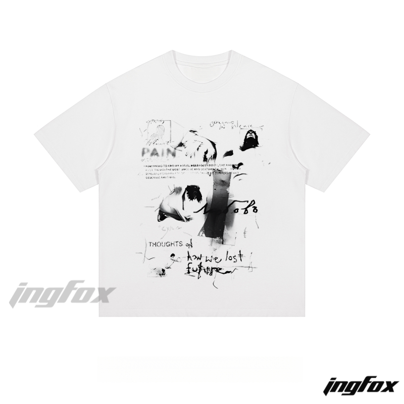 Artistic Collage "PAIN & THOUGHTS" - Loose Fit Short Sleeve T-Shirt