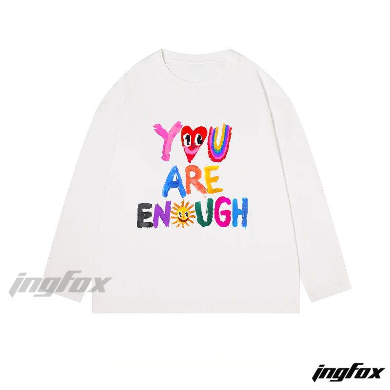 "You Are Enough" Colorful Text Graphic - Classic Cotton Long Sleeve Tee
