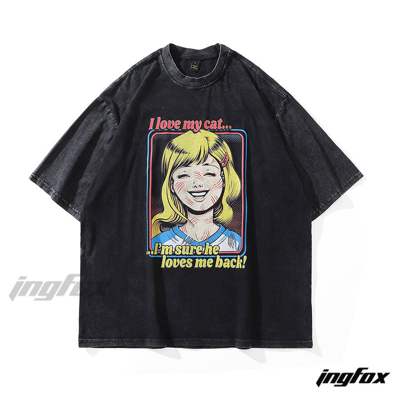 Cat Love Vibe - Vintage Washed Oversized T-Shirt