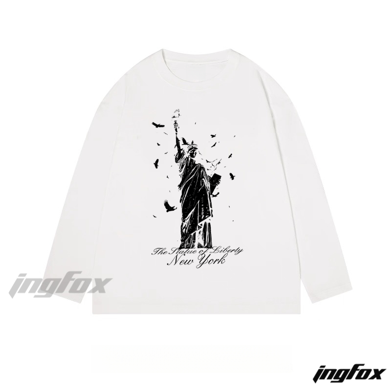 The Statue of Liberty - Themed Classic Cotton Long Sleeve Tee