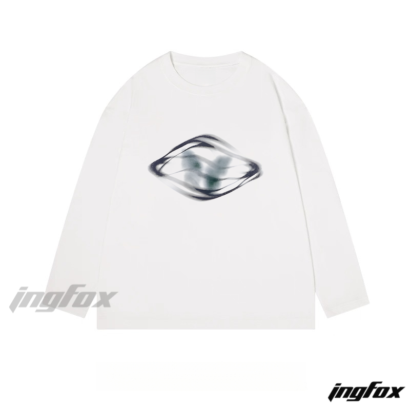 Abstract Blurred Shape Graphic - Classic Cotton Long Sleeve Tee
