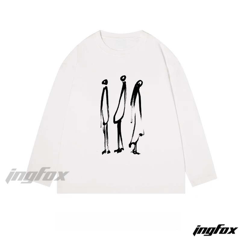 Abstract Figure Trio Graphic - Classic Cotton Long Sleeve Tee
