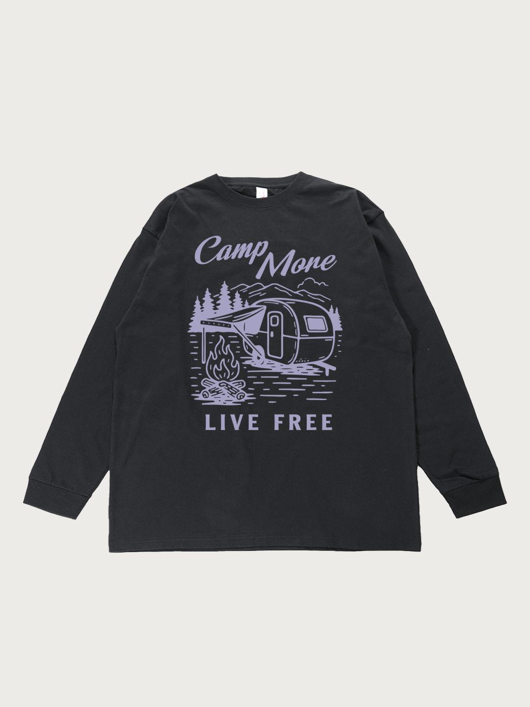 Camp More Live Free - Unisex Retro Cotton Long Sleeve T-Shirt