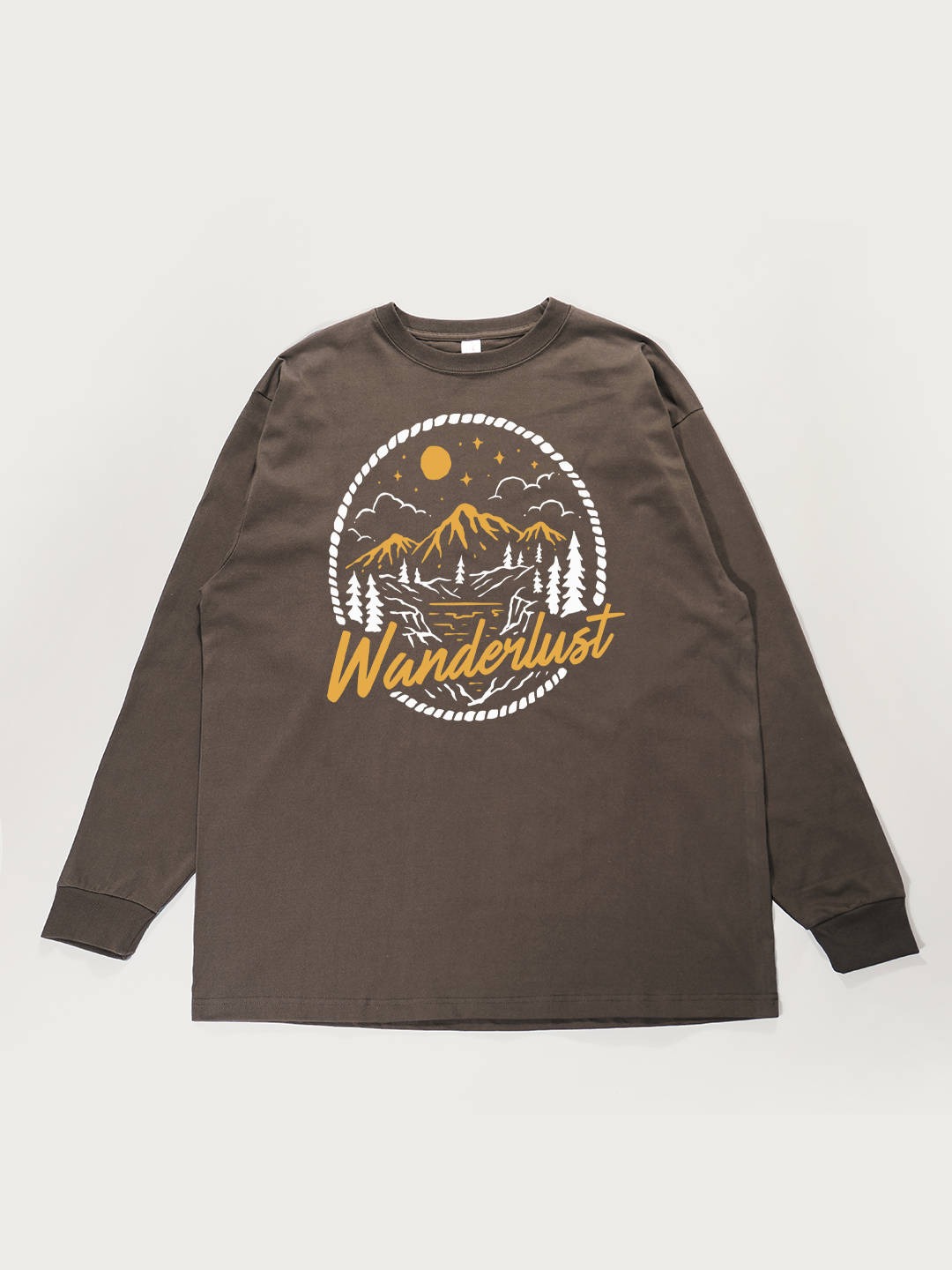 Wanderlust Mountain Night - Unisex Retro Cotton Long Sleeve T-Shirt