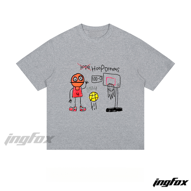 Hoop Dreams Doodle Graphic - Loose Fit Short Sleeve T-Shirt