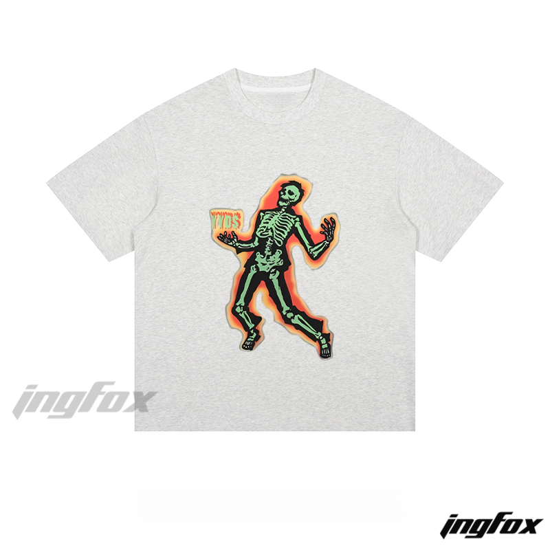 Neon Skeleton Graphic - Loose Fit Short Sleeve T - Shirt