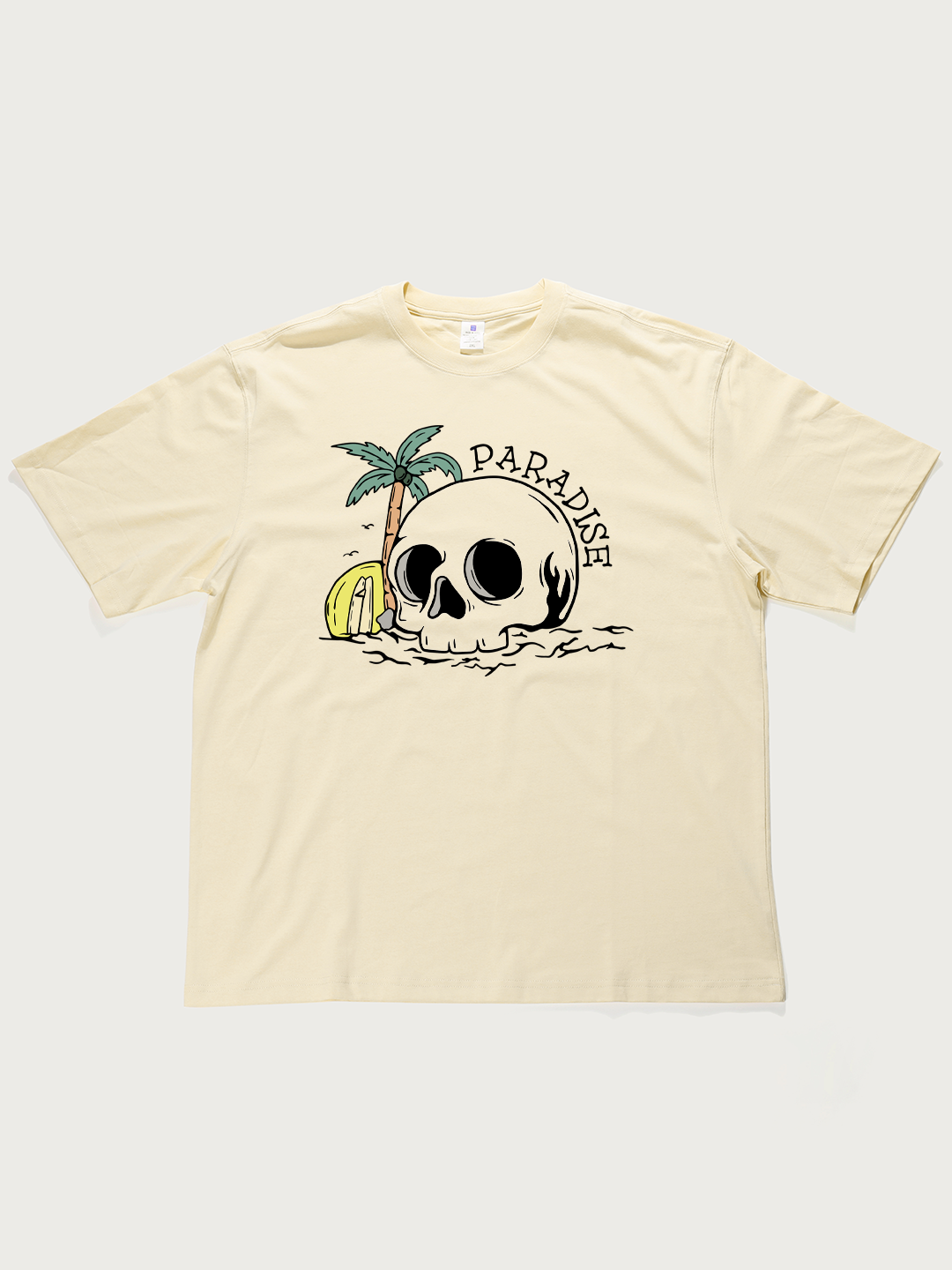 Paradise Skull Beach - Unisex Retro Cotton Short Sleeve T-Shirt