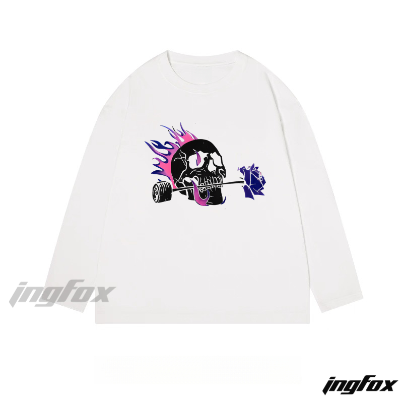 Skull and Rose - Themed Classic Cotton Long Sleeve Tee