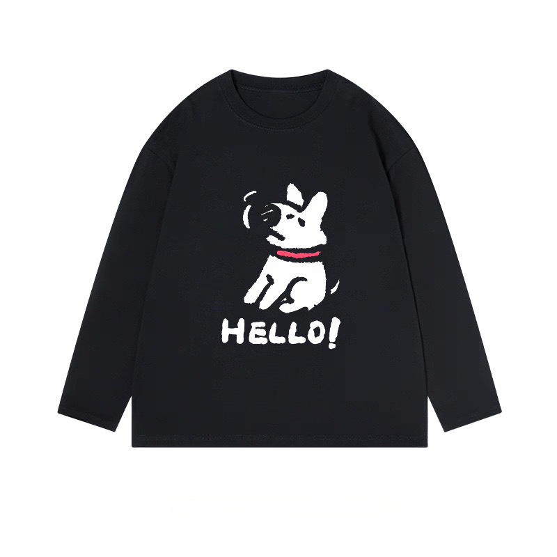 "Hello!" Dog Graphic Long - Sleeve Tee