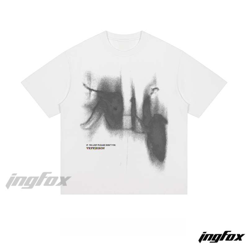 Blurred Organ Text - Loose Fit Short Sleeve T - Shirt