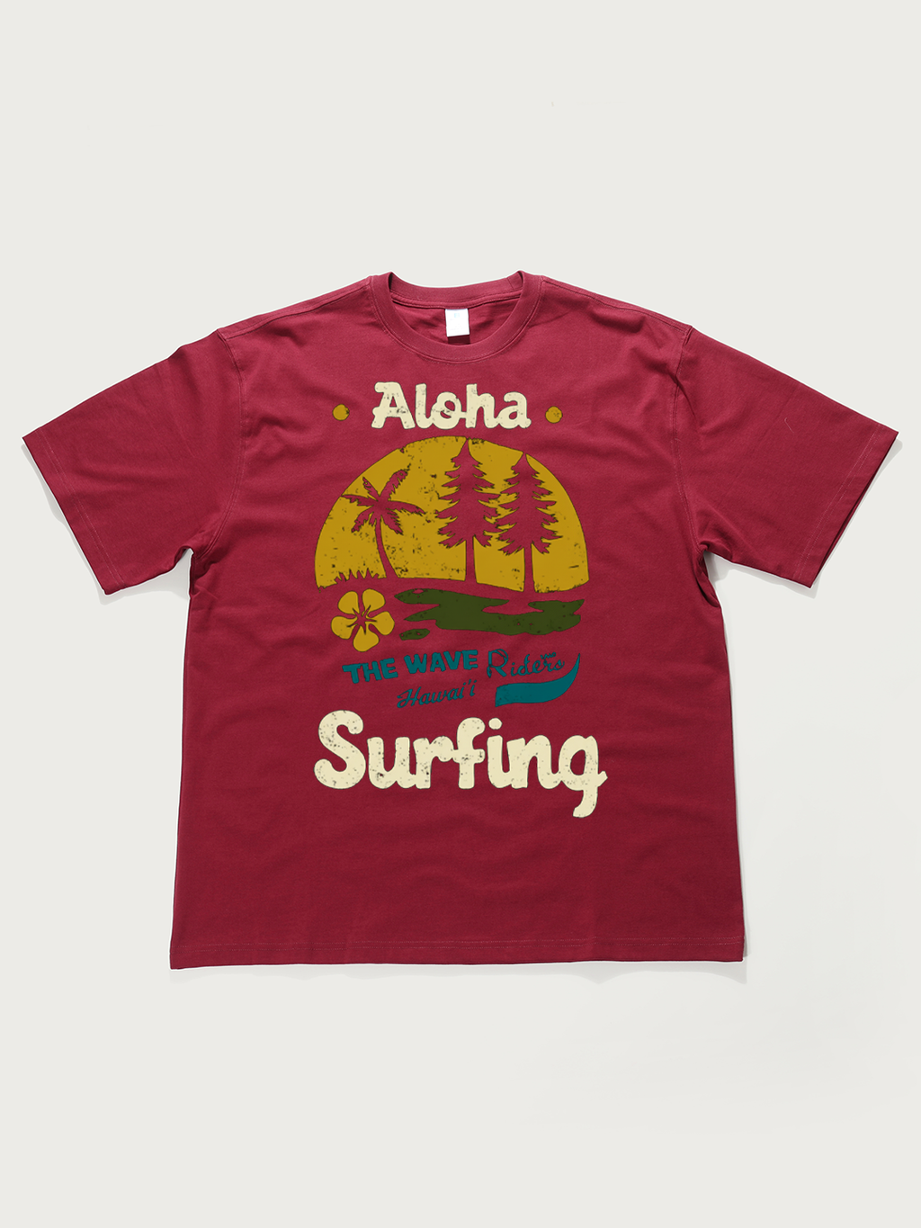 Aloha Hawaii Surfing - Unisex Retro Cotton Short Sleeve T-Shirt