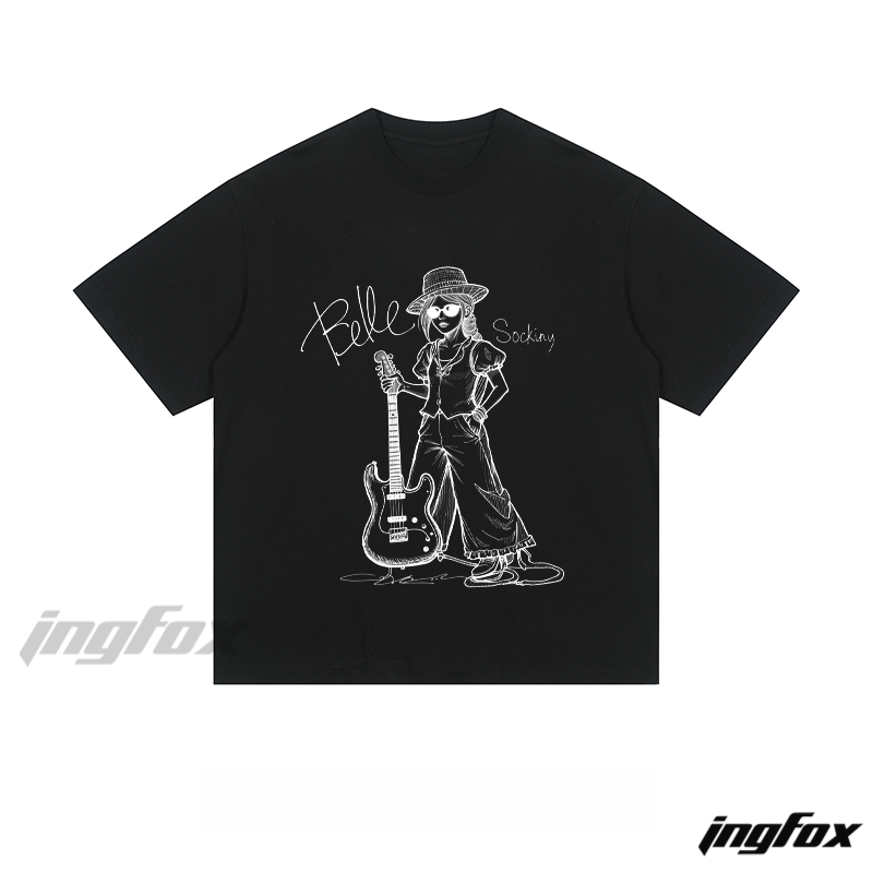 Belle Guitar Girl - Loose Fit Short Sleeve T-Shirt