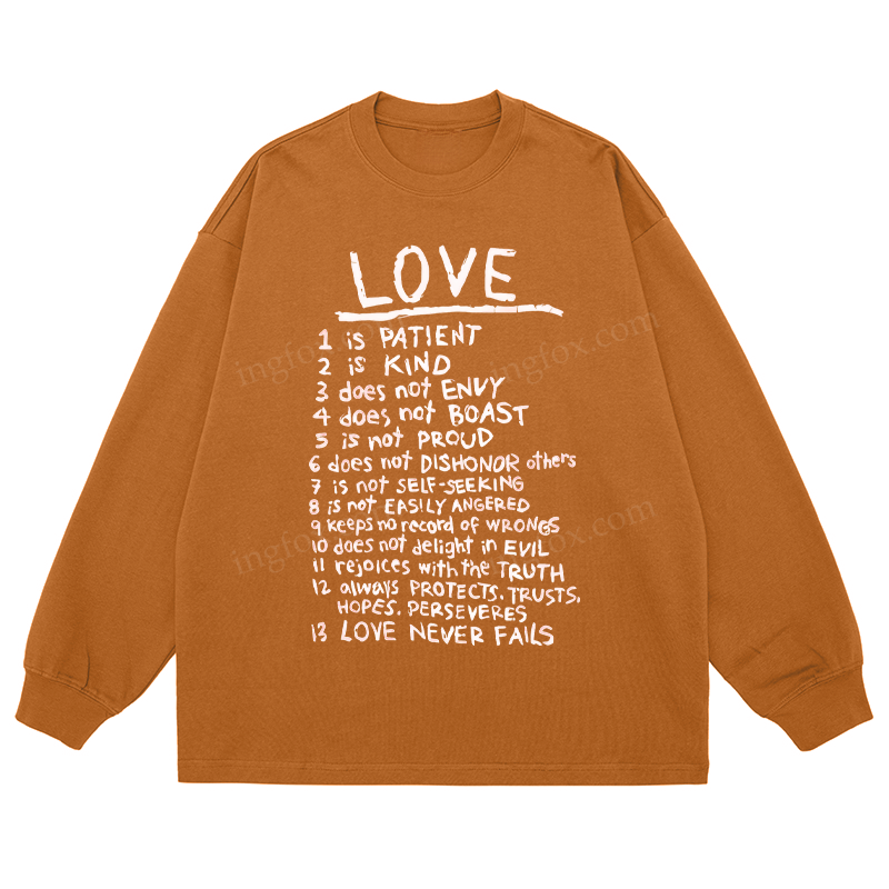 "Love Is..." Biblical Quote - Classic Unisex Fit Cotton Long Sleeve Tee