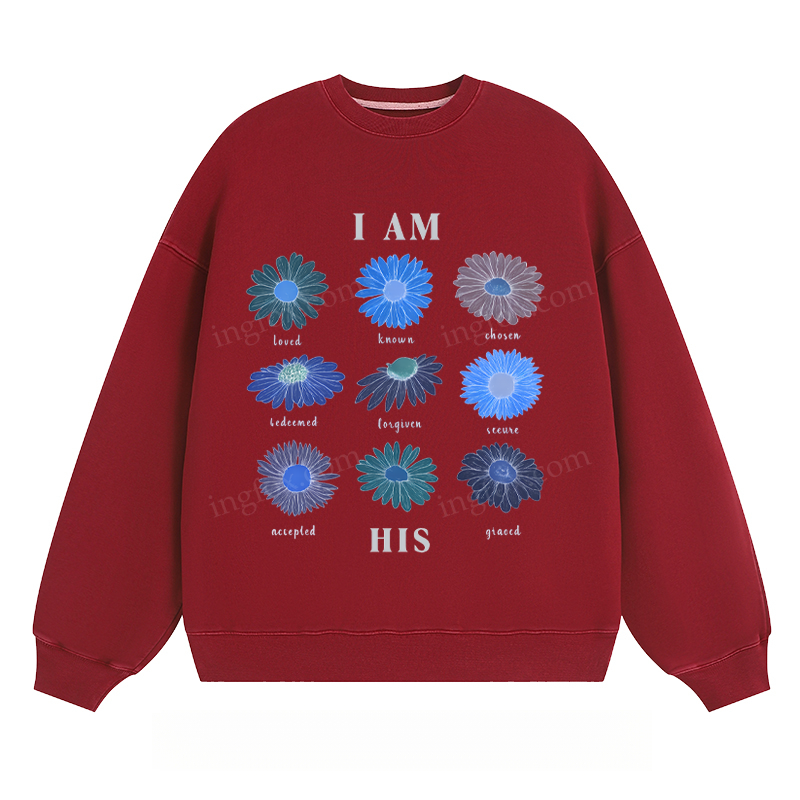 "I AM HIS" Floral - Classic Unisex Fit Crewneck Sweatshirt