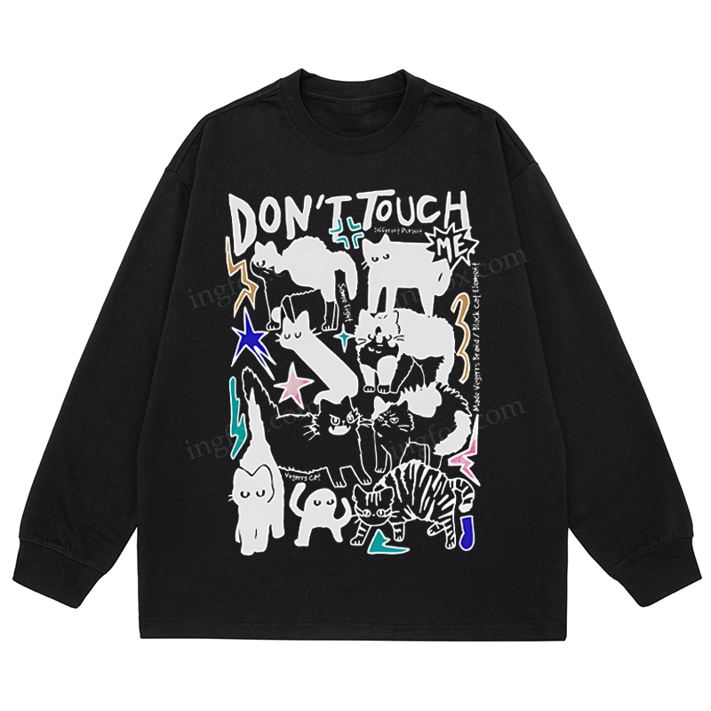 “Don’t Touch Me” Cat Collage - Classic Unisex Fit Cotton Long Sleeve Tee