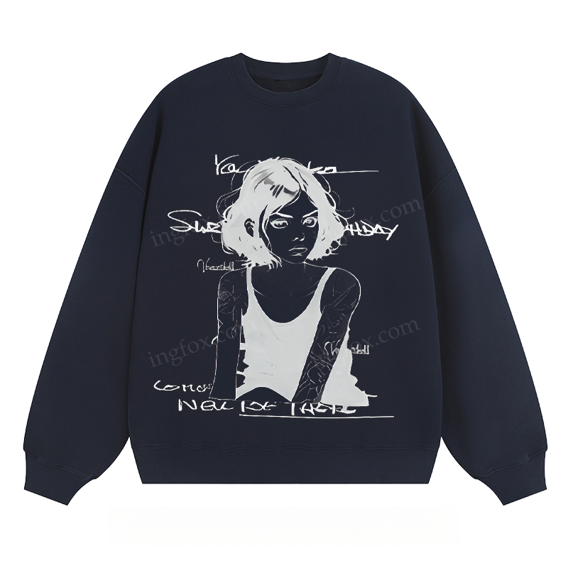 Artistic Portrait & Text - Classic Unisex Fit Crewneck Sweatshirt