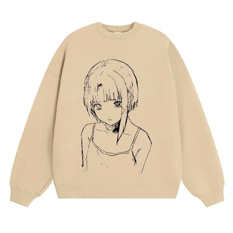 Anime Girl Sketch - Classic Unisex Fit Crewneck Sweatshirt