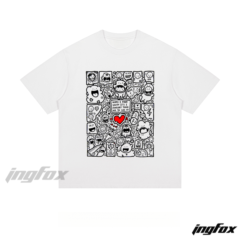 Playful Cartoon Doodle Collage - Loose Fit Short Sleeve T-Shirt