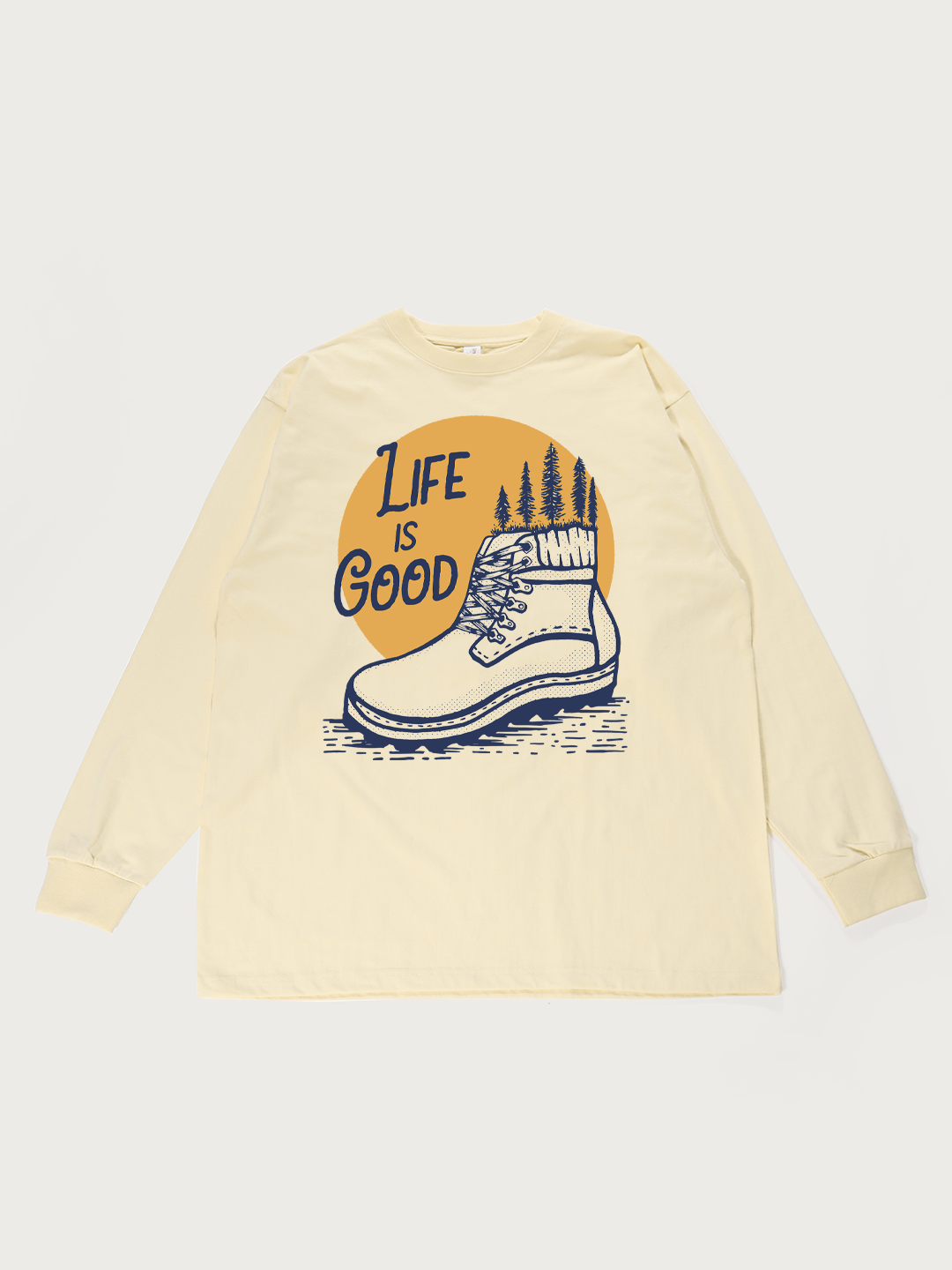 Life Is Good Outdoor Boot - Unisex Retro Cotton Long Sleeve T-Shirt
