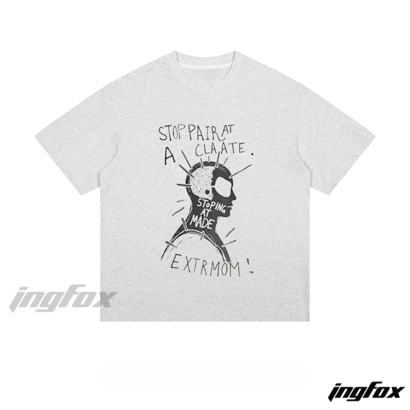Creative Graffiti & Text Graphic - Loose Fit Short Sleeve T-Shirt