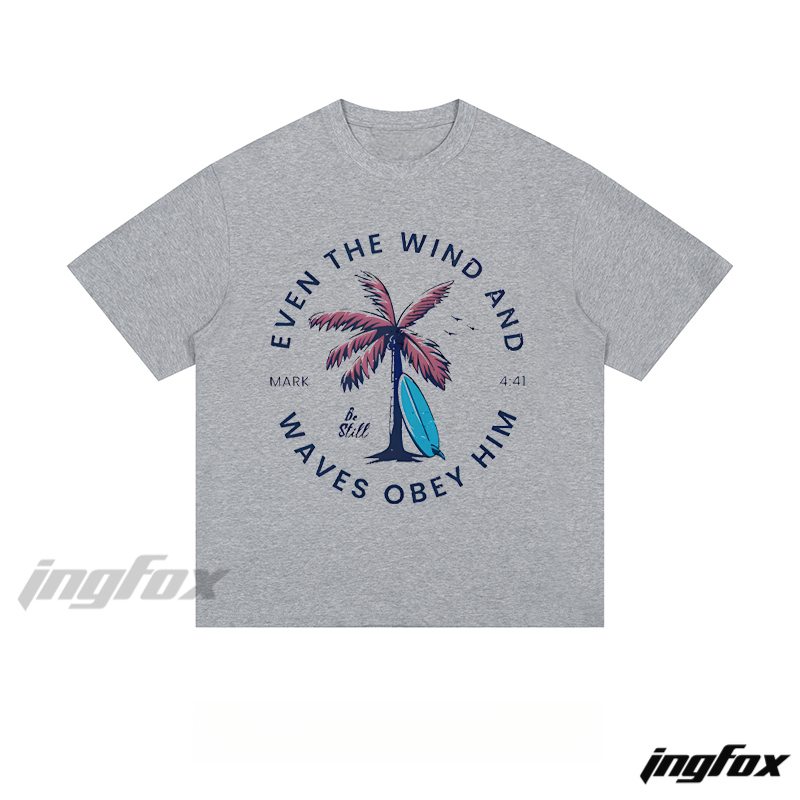 Title Mark 4:41 Wave & Palm Tree - Loose Fit Short Sleeve T-Shirt