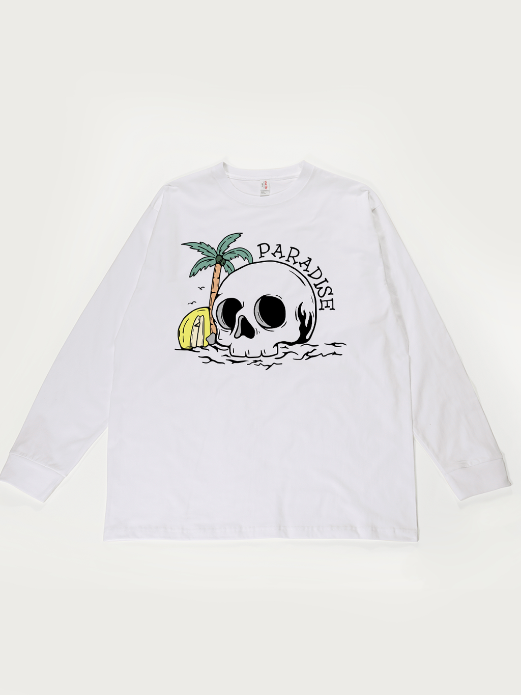 Paradise Skull Beach - Unisex Retro Cotton Long Sleeve T-Shirt