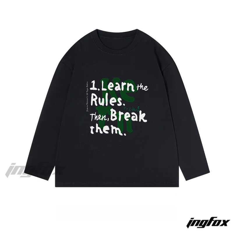 "Learn the Rules, Then Break Them" Motivational Graphic - Classic Cotton Long Sleeve Tee