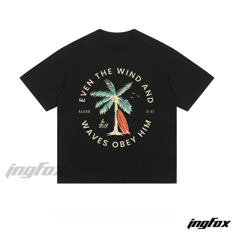 Title Mark 4:41 Wave & Palm Tree - Loose Fit Short Sleeve T-Shirt