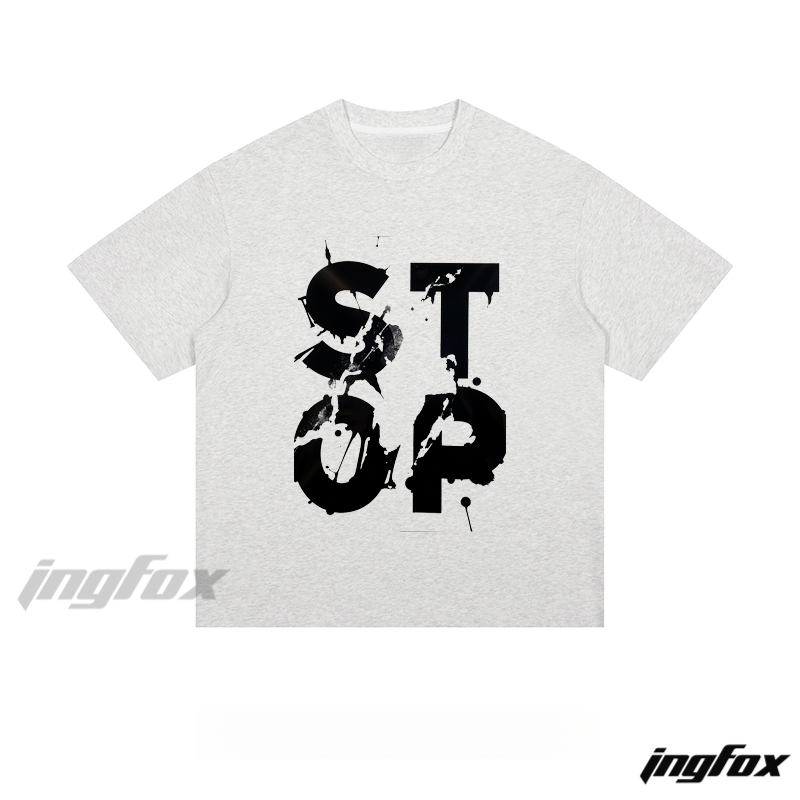 Splash “STOP” Text - Loose Fit Short Sleeve T-Shirt