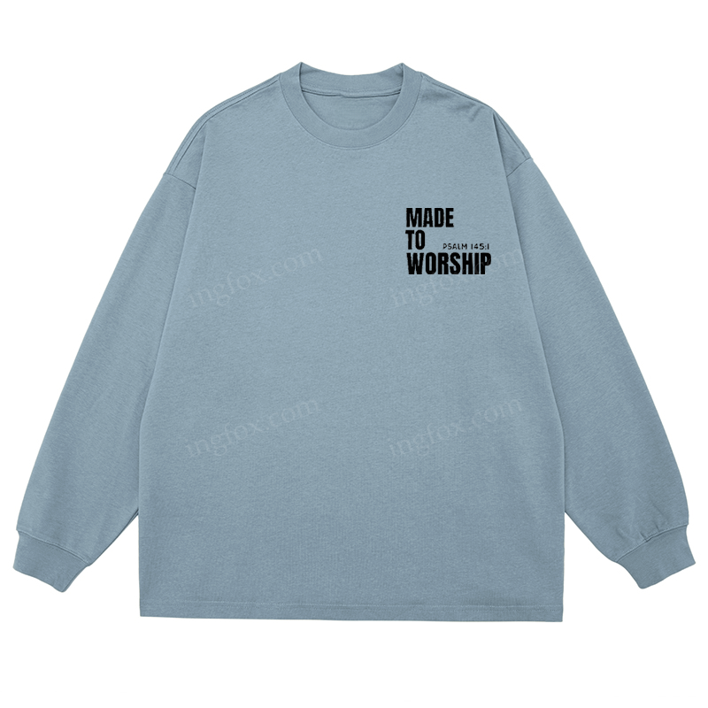 "Made To Worship" Biblical Quote - Classic Unisex Fit Cotton Long Sleeve Tee