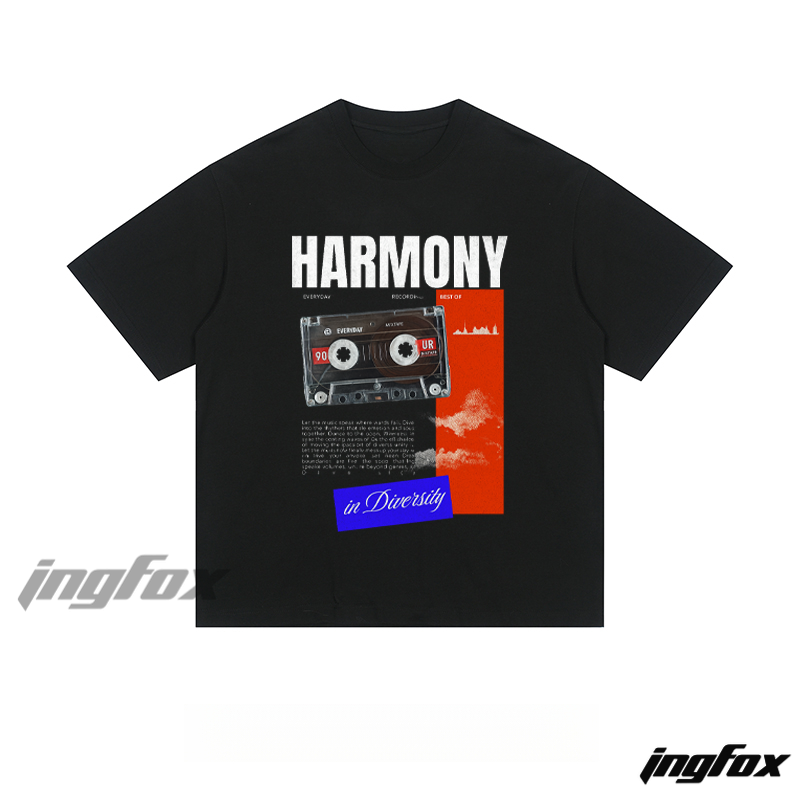 Retro Cassette & “Harmony in Diversity” - Loose Fit Short Sleeve T-Shirt