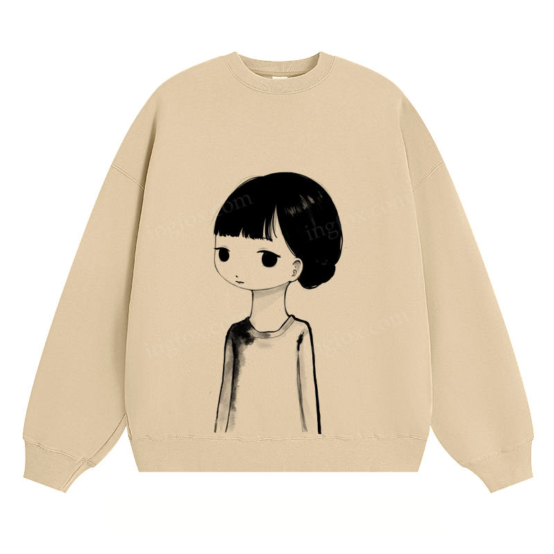 Cartoon Girl Graphic - Classic Unisex Fit Crewneck Sweatshirt