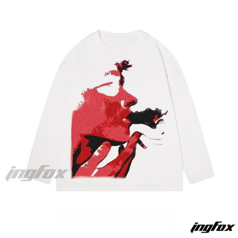 Red Smoking Figure - Classic Cotton Long Sleeve Tee