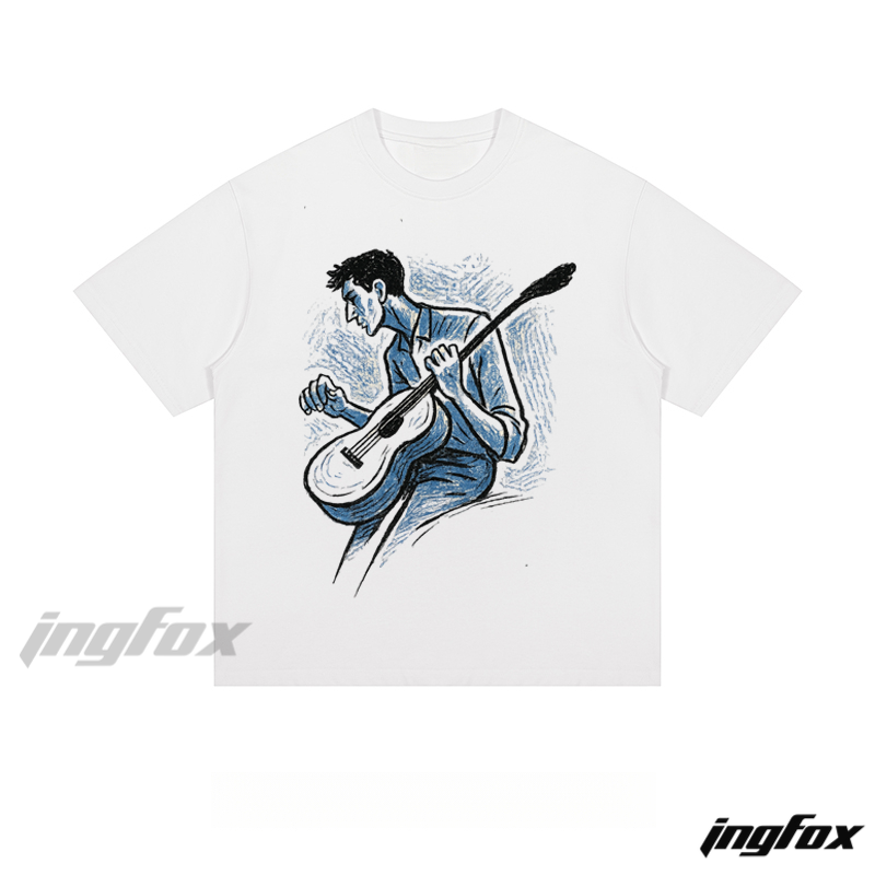 Guitar - Player Sketch - Loose Fit Short Sleeve T - Shirt