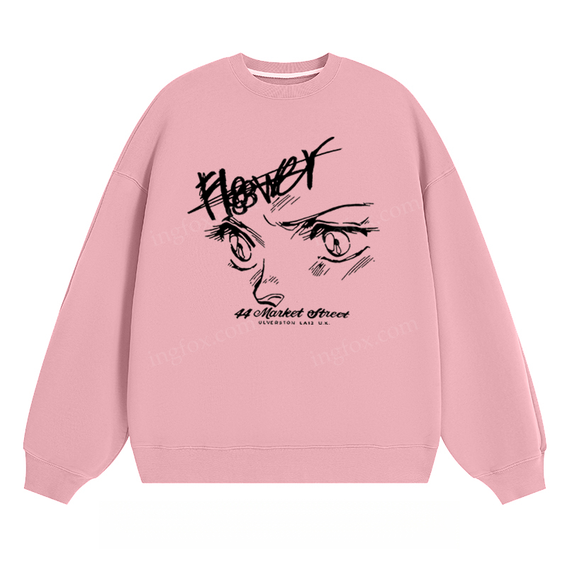 Anime Eyes & "Flower" - Classic Unisex Fit Crewneck Sweatshirt