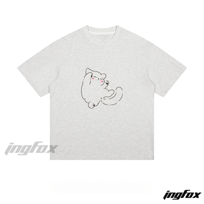 Cute Cat Doodle Graphic - Loose Fit Short Sleeve T-Shirt