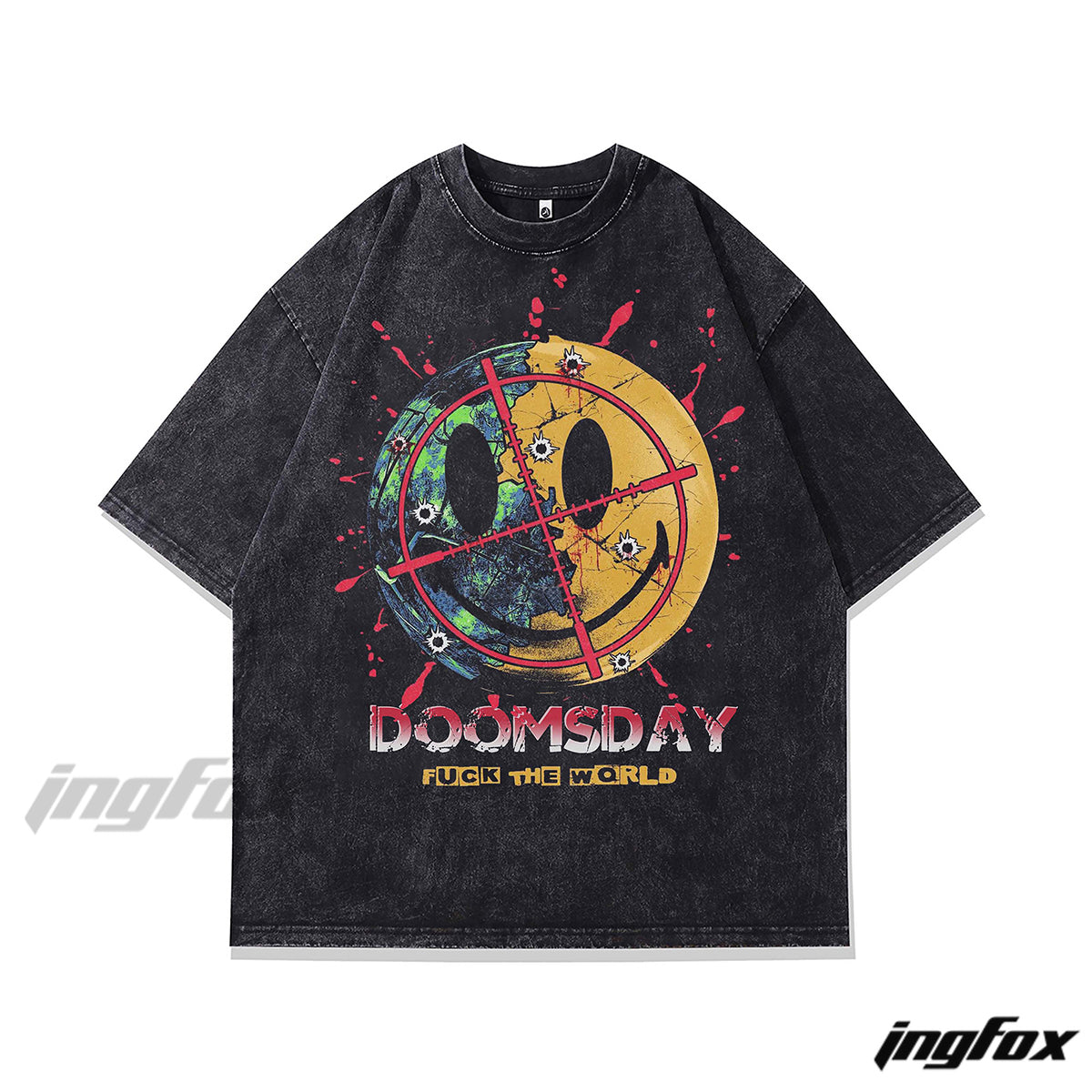 "DOOMSDAY" Graphic - Vintage Washed Oversized T - Shirt