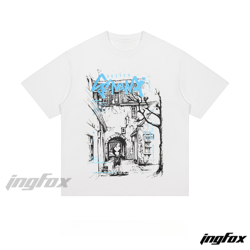 Street Sketch - Loose Fit Short Sleeve T - Shirt