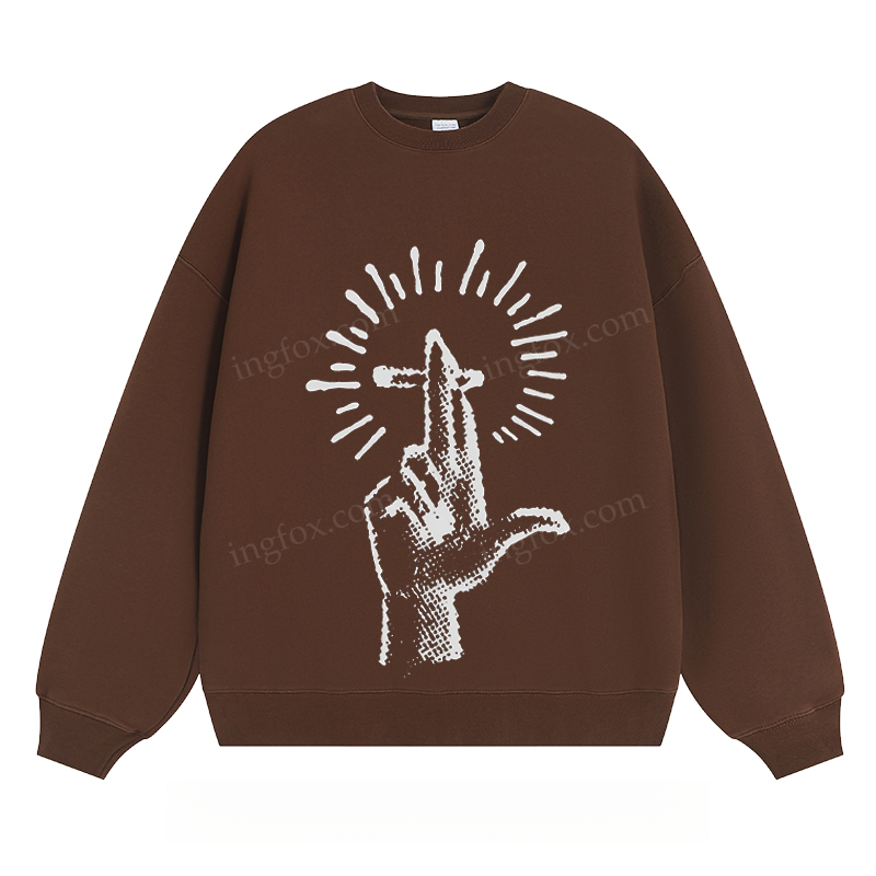 Artistic Hand & Cross Graphic - Classic Unisex Fit Crewneck Sweatshirt