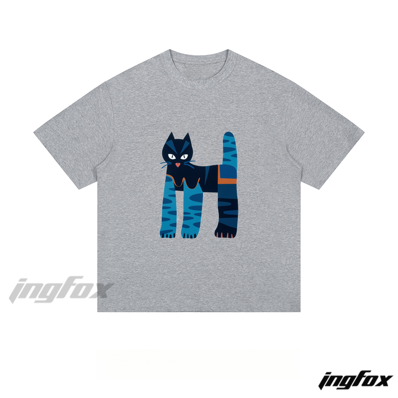 Artistic Patchwork Cat - Loose Fit Short Sleeve T-Shirt