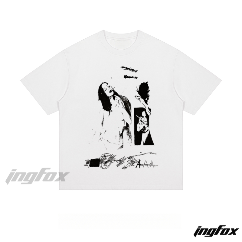 Avant - Garde Figure Collage - Loose Fit Short Sleeve T - Shirt