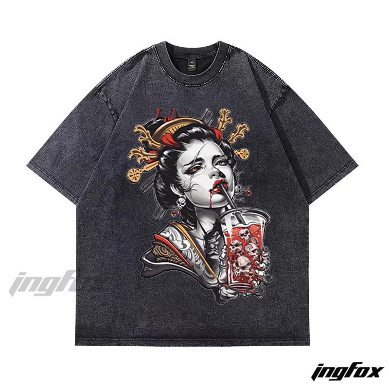 Gothic Geisha - Vintage Washed Oversized T-Shirt