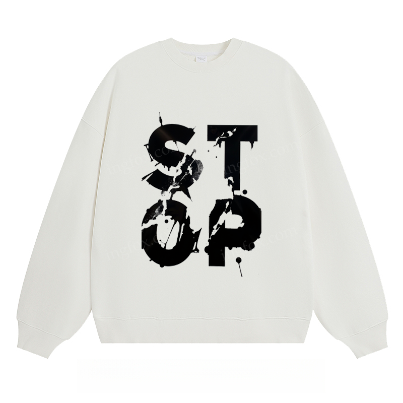 Distressed "STOP" Text - Classic Unisex Fit Crewneck Sweatshirt
