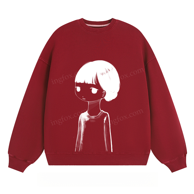 Cartoon Girl Graphic - Classic Unisex Fit Crewneck Sweatshirt