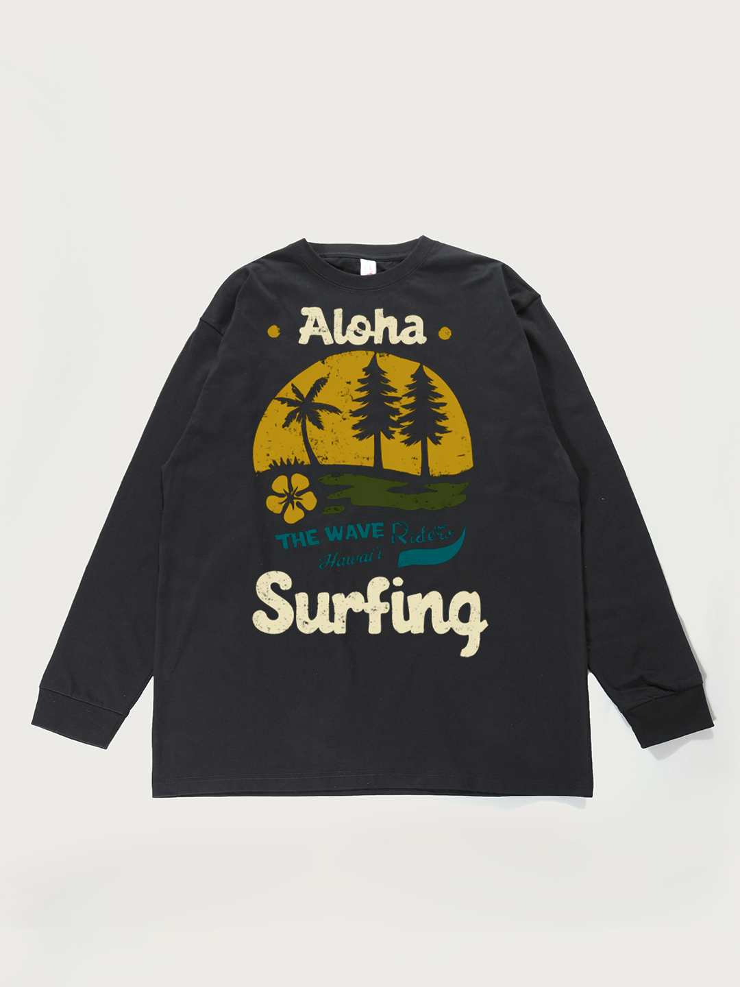 Aloha Hawaii Surfing - Unisex Retro Cotton Long Sleeve T-Shirt