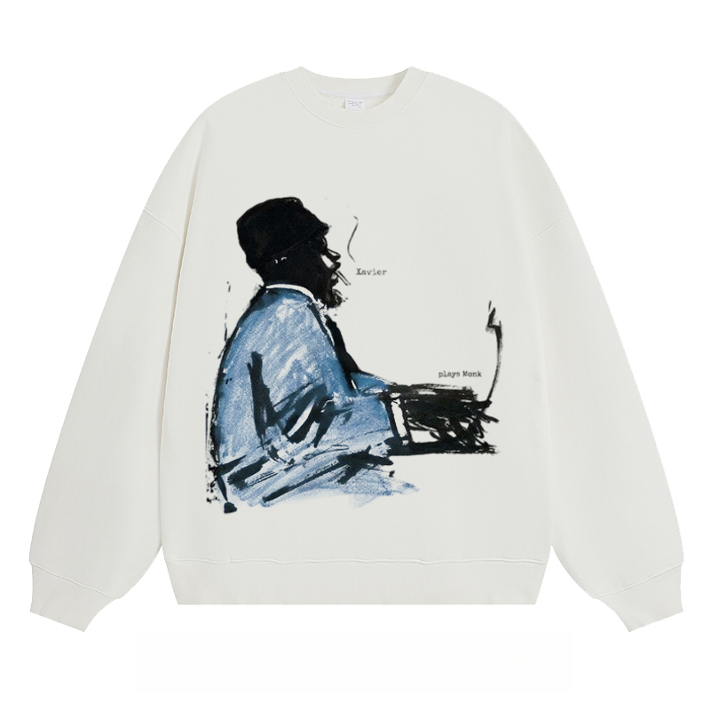 Jazz Pianist Portrait - Classic Unisex Fit Crewneck Sweatshirt